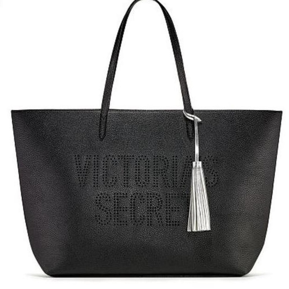 Victoria's Secret Black Tote with Silver Tassel